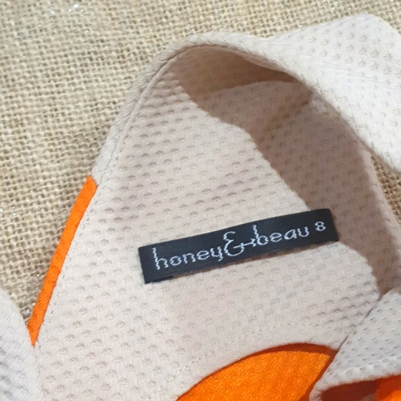 HONEY & BEAU Size 8 orange and pink stripe dress - Picture 4 of 5